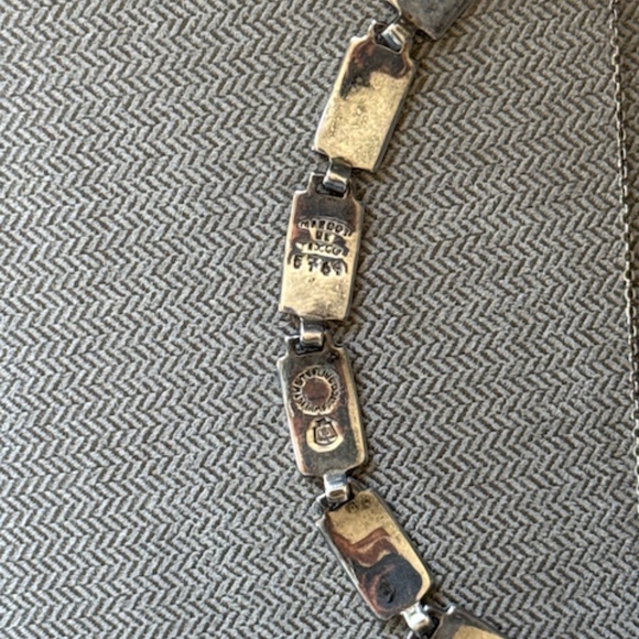 Margot de Taxco Blue Confetti Enamel Sterling Silver Bracelet & earrings - Picture 12 of 13